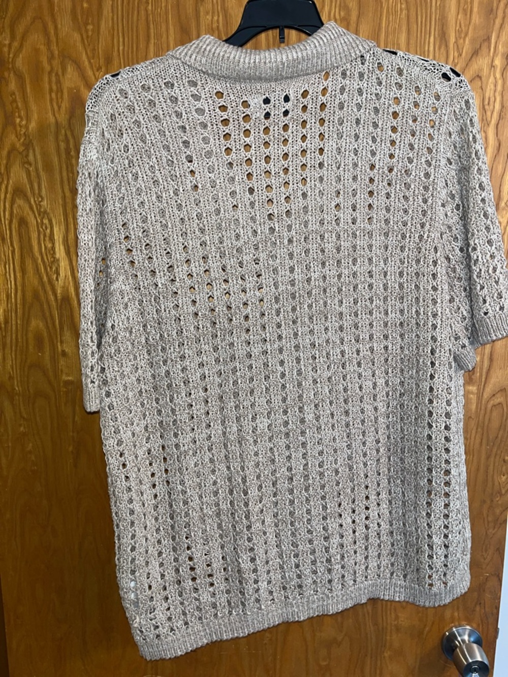 ASOS Taupe Open-Knit Short Sleeve Cardigan - Picture 9 of 10